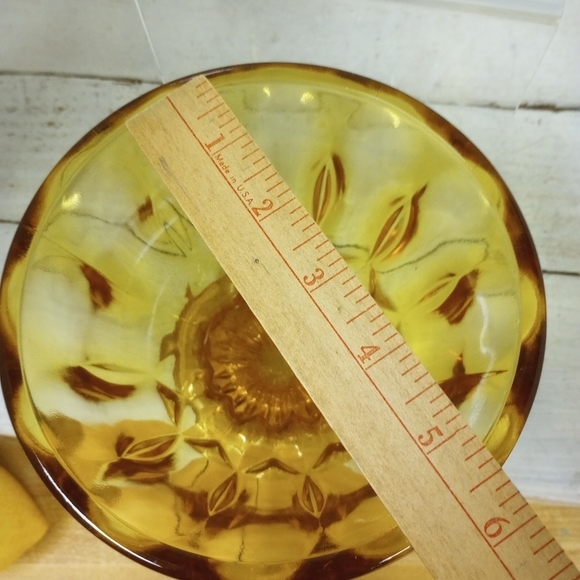 Vintage Anchor Hocking Amber Glass Footed Pedestal Candy Nut Dish. - Picture 9 of 9